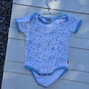 Fisher-Price White Bodysuit with Blue Trim